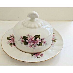 Paragon Bone China Butter Dish Set  Canadian Flower Series Mayflower Nova Scotia